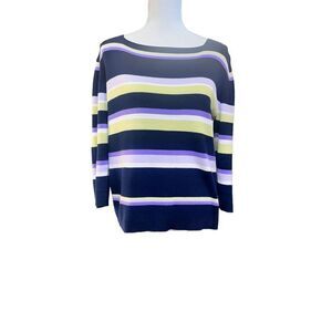 IB Diffusion Striped Knit Sweater   Navy knit sweater with horizontal stripes